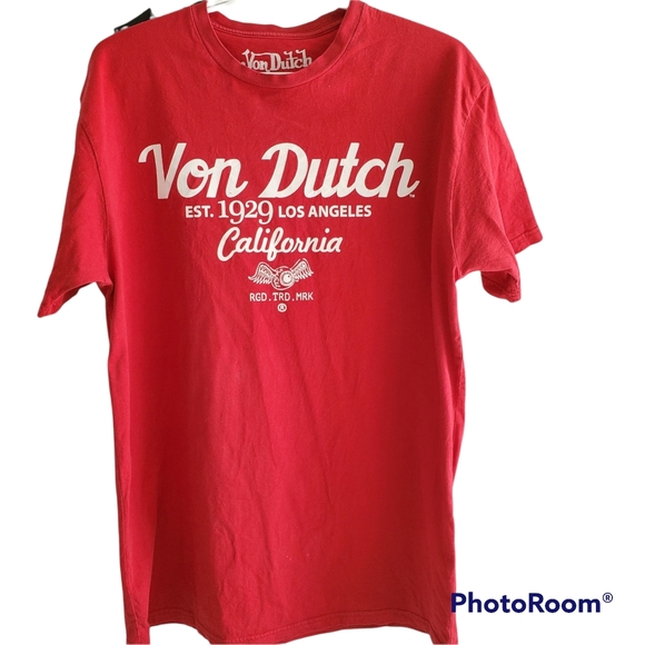 Von Dutch Other - Von Dutch Los Angeles California red spell out tee. Size L